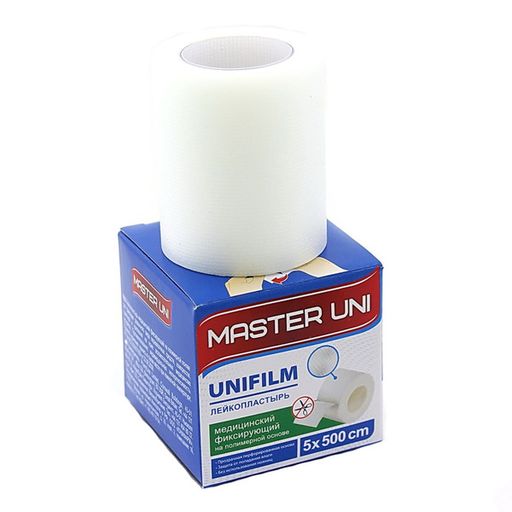 Master Uni Unifilm Лейкопластырь полимерная основа, 5х500см, пластырь, 1 шт.
