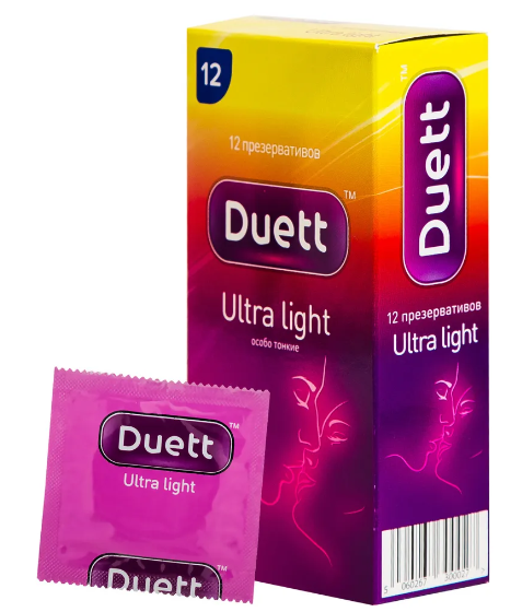 Презервативы Duett Ultra Light, особо тонкие, 12 шт.