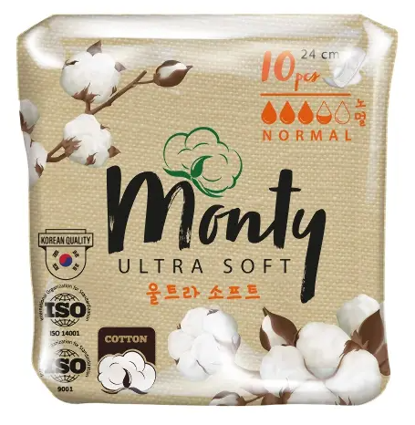 Monty Ultra Soft прокладки Normal plus, 3.5 капли, прокладки гигиенические, 10 шт.