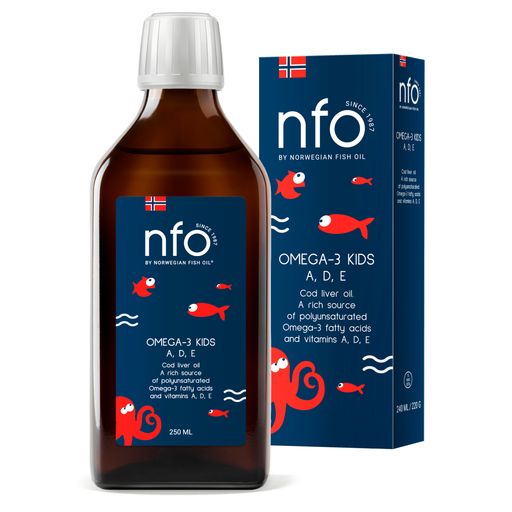 NFO Омега-3 Жир печени трески для детей, раствор для приема внутрь, для детей с 3 лет, 250 мл, 1 шт.