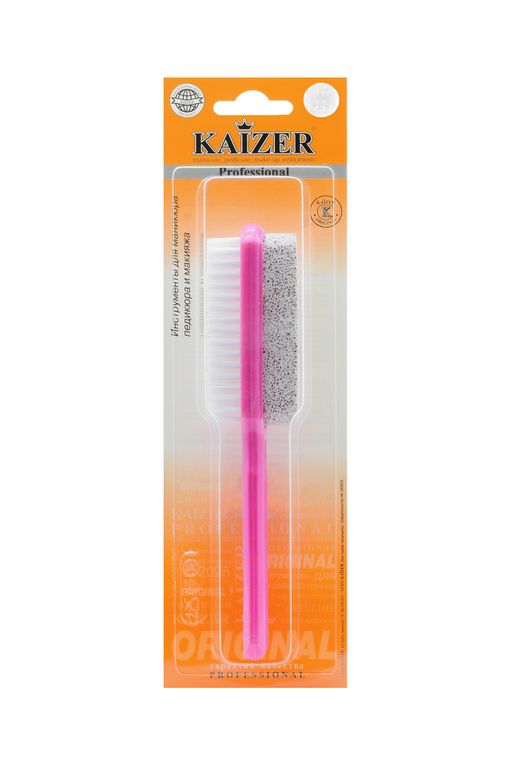 Kaizer Пемза для педикюра из искуственного камня со щеткой, пемза, цвет в ассортименте, 1 шт.