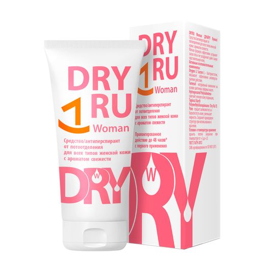 Dry Ru Woman Антиперспирант для всех типов женской кожи, крем, с ароматом свежести, 50 мл, 1 шт.
